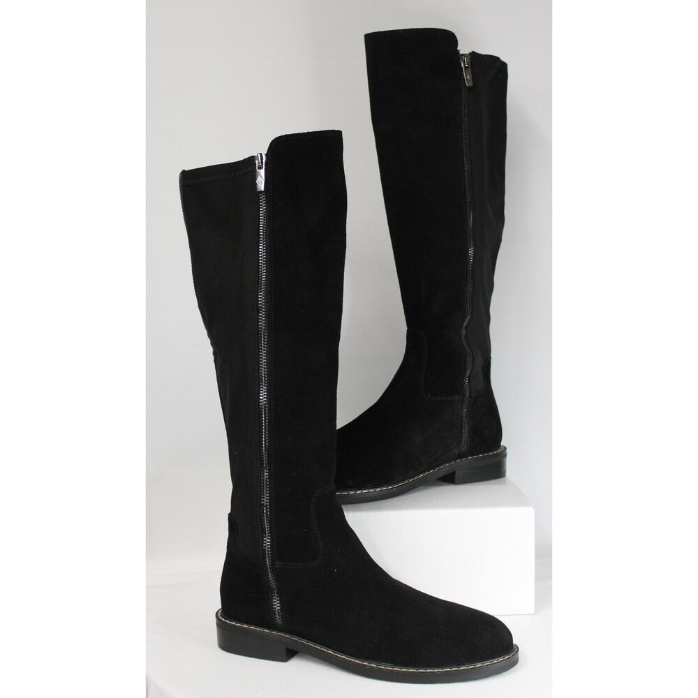 Donald J. Pliner Black Suede Knee-High Zip Boots